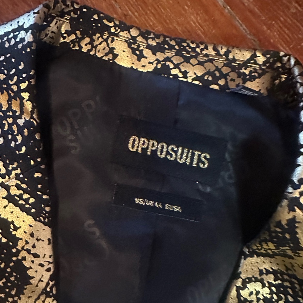 OppoSuits Black and Gold Snake Suit (Blazer + Tie + Pants). Mardi Gras ready!